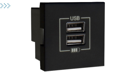 Двойная USB розетка, цвет черный